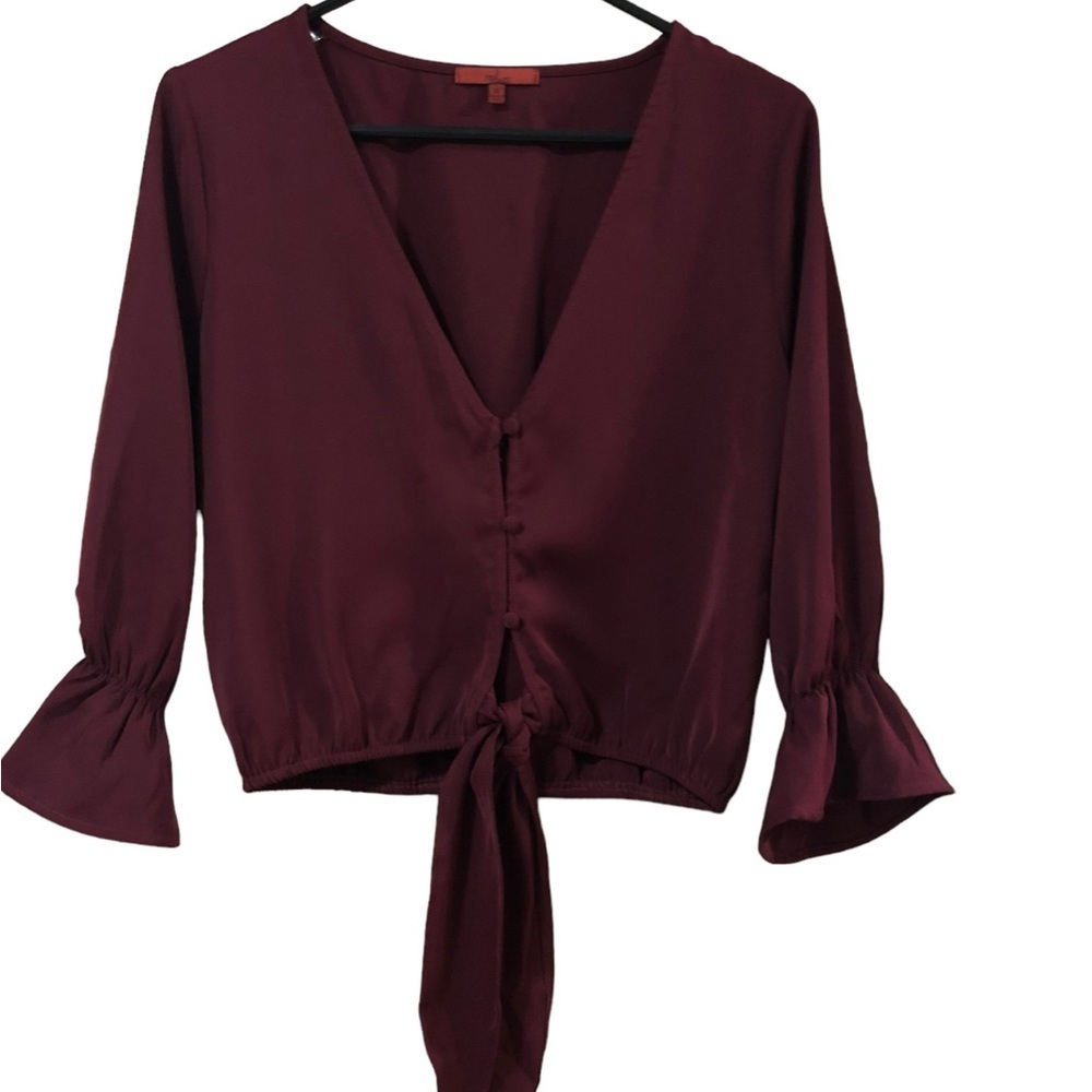 Red by BKE Burgundy Crop & Tie Top